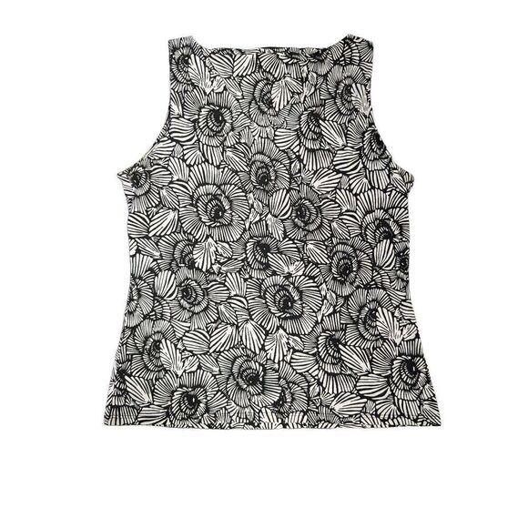 TAHARI Women's Lightweight Stretch Black and White Printed Tank Top Multicolor S - Picture 2 of 4